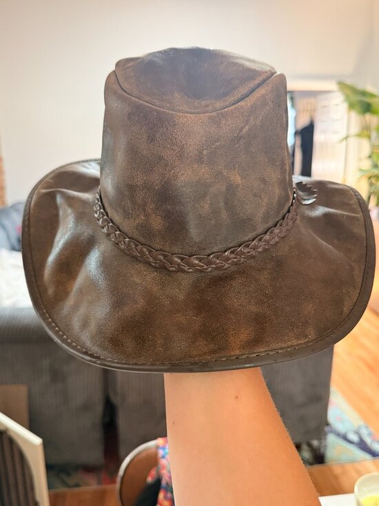 American Hat Makers Copper Captain Outback Leather Hat | New Condition | L main image 6
